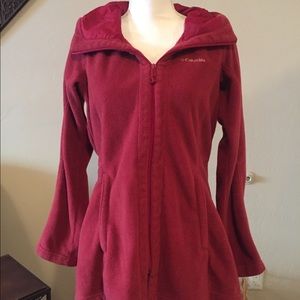 Red Columbia fleece jacket women’s medium